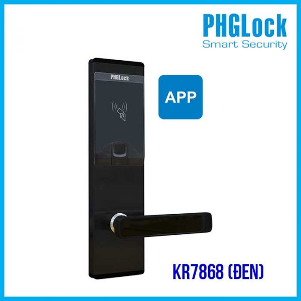 Khóa vân tay cho căn hộ PHGLOCK KR7868 (Đen-App)