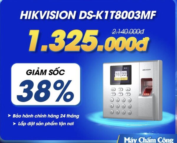 Máy chấm công vân tay, thẻ cảm ứng HIKVISION DS-K1A8503MF